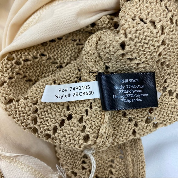 Boston Proper Tan Knit High Neck Crochet Maxi Dress - Picture 11 of 14